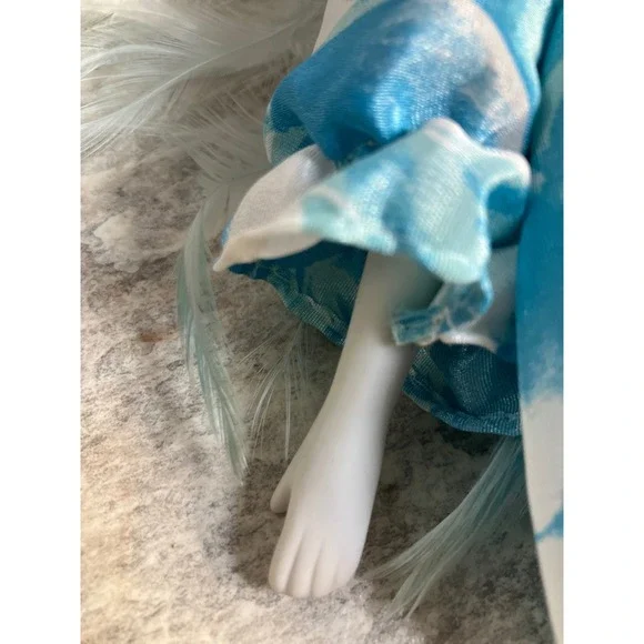 Vintage‎ Porcelain Doll Blue Feathered Costume Ballerina